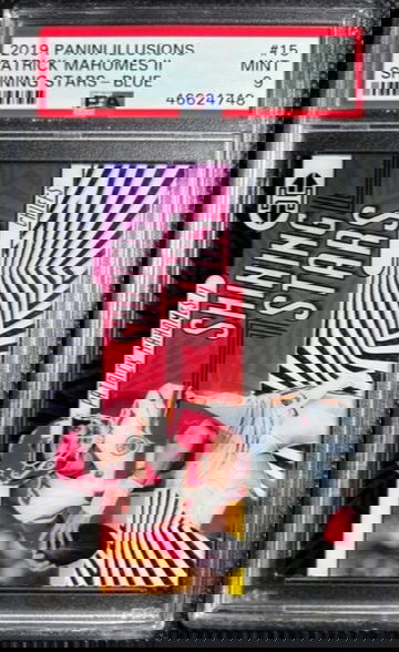 2019 PANINI ILLUSIONS PATRICK MAHOMES SHINING STARS BLUE /299 PSA 9 MINT POP 2