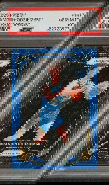 2023 Panini Prizm Brandon Podziemski Blue Fast Break Rookie RC /150 PSA 10