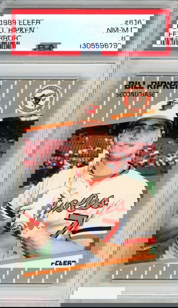 1989 FLEER BILL RIPKEN #616 FF ERROR ORIOLES PSA 8 NM-MT