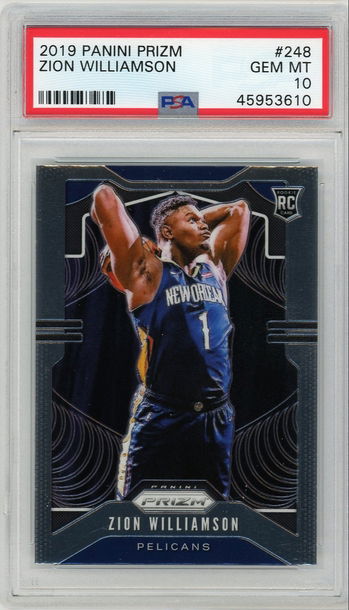 Zion Williamson 2019-20 Panini Prizm #248 PSA 10 Gem Mint Rookie Card RC Pelicans BGS 9.5