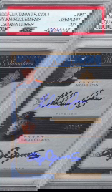 2005 ultimate collection Nolan Ryan/Roger clemens dual auto /25 psa 10