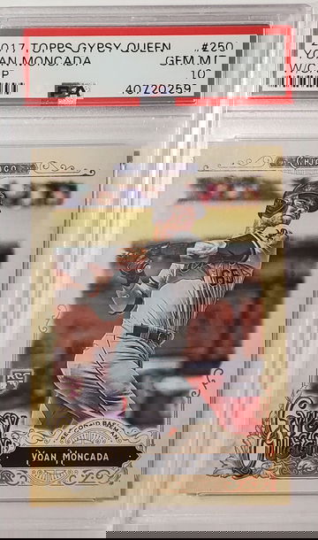 2017 topps gypsy queen yoan moncada rookie w/ cap variation psa 10 gem mint #250