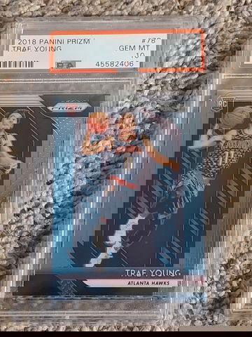 Trae young silver prizm rookie psa 10