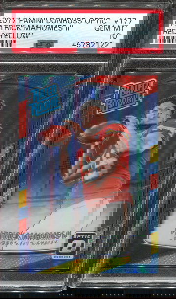 2017 Donruss Optic Patrick Mahomes Rookie RC Red Yellow Prizm PSA 10