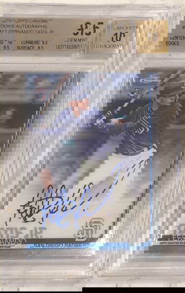 2019 Topps Chrome Fernando Tatis Jr Auto BGS True Gem Mint Plus 9.5