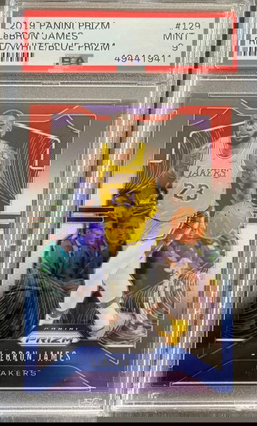 2019 Lebron James Panini PRIZM Red White Blue PSA 9 Lakers