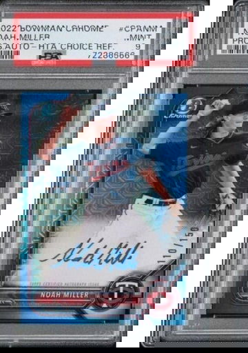 2022 NOAH MILLER 2022 Bowman 1st Auto HTA Choice Refractor /150 #CPANM PSA 9