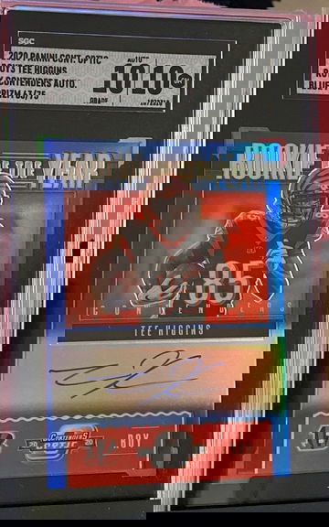 Tee Higgins 2020 Contenders Optic Rookie of the Year Auto Blue #/75 SGC 10