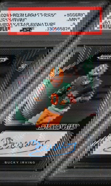 2024 Panini Prizm Draft Picks Saturday Star Signatures Bucky Irving #SSSBIG PSA 9