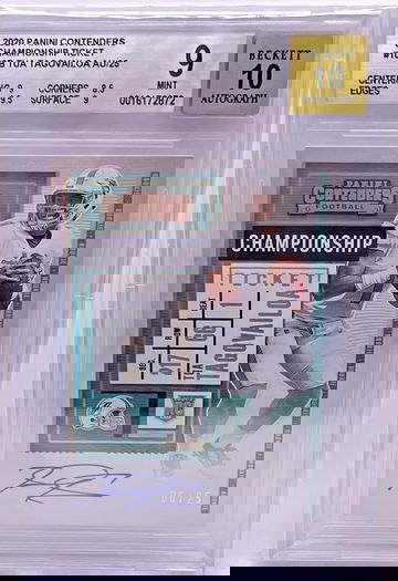 2020 Tua Tagovailoa Championship Ticket Variation Rookie On-card Auto #'d 6/25