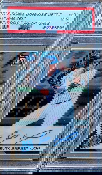 2019 ELOY JIMENEZ Donruss Optic Rated Rookie Signatures SILVER PRIZM On Card Autograph Auto PSA 9 #EJ