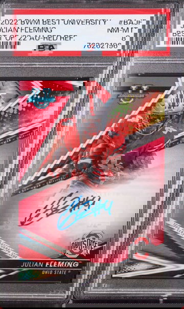 Julian Fleming RED REFRACTOR AUTO 1/10 RC 2022-23 Bowman's Best University Ohio State PSA 8 NM-MT