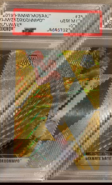 2019 Panini Mosaic Giannis Antetokounmpo Gold Wave Psa 10