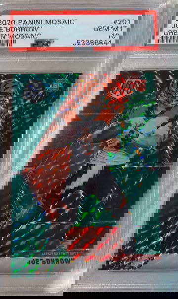 2020 Panini Mosaic Joe Burrow Green Mosaic PSA 10