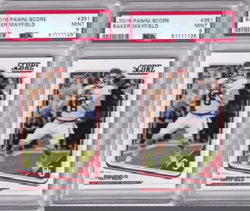 Lot of 2 2018 Panini Score 351 Baker Mayfield PSA 9