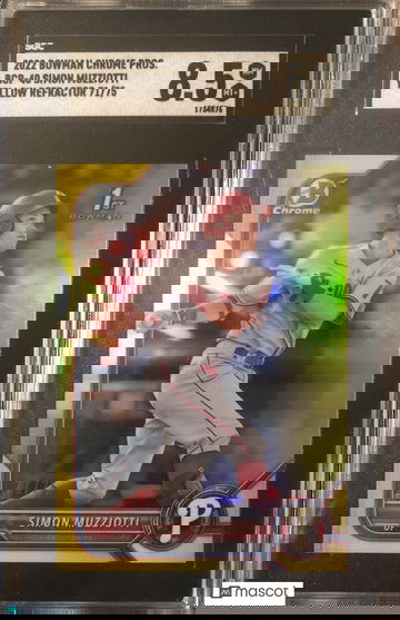 Simon Muzziotti 2022 Bowman Chrome Pros. SGC 8.5 Yellow Refractor 71/75 Phillies