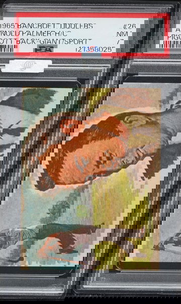 1965 BANCROFT TIDDLERS GIANTS OF SPORT ARNOLD PALMER ROOKIE #26 RC PSA 7 MBA SILVER DMND