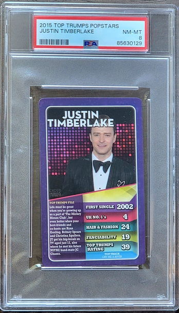 2015 JUSTIN TIMBERLAKE Top Trumps Popstars PSA 8 Pop 1 *None Higher*