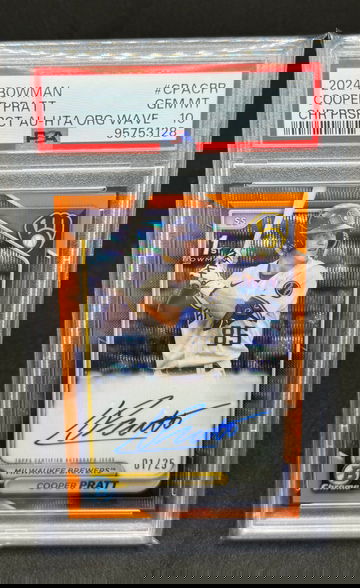 2024 Bowman Cooper Pratt Chrome Prospect Orange Wave PSA 10 /25