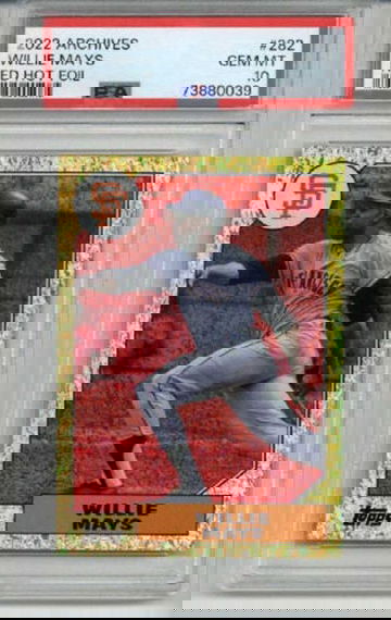 2022 TOPPS ARCHIVES RED HOT FOIL WILLIE MAYS LE 47/50 GIANTS PSA 10