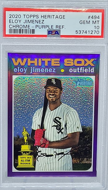 2020 Topps Heritage #THC-494 Eloy Jimenez Purple Chrome PSA 10