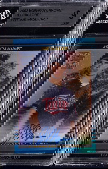 2002 Bowman Chrome Refractors #391 Joe Mauer Auto BGS 9