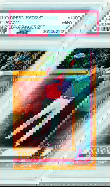 2019 Topps Chrome #100 Mike Trout Sapphire Edition-Orange Refractor PSA 9 MINT!