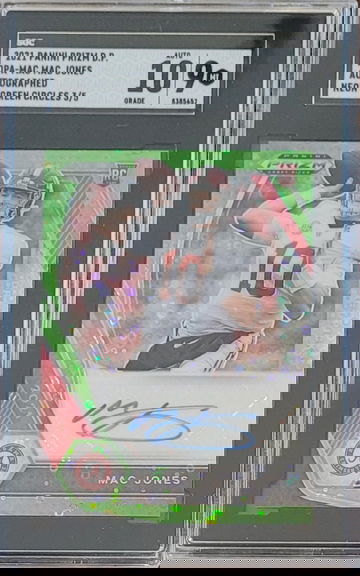 2021 Panini Prizm D.P. Mac Jones Neon Green Circles Auto /5 SGC 10/9