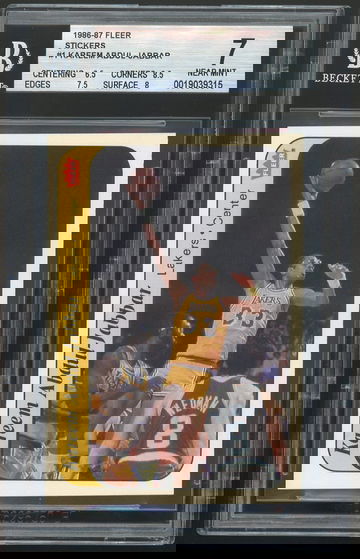 1986 FLEER STICKERS #1 KAREEM ABDUL-JABBAR BGS 7 NM (6.5, 8.5, 7.5, 8)