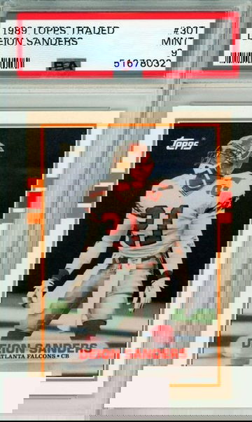 1989 TOPPS TRADED DEION SANDERS #30T ROOKIE HOF ATLANTA FALCONS PSA MINT 9