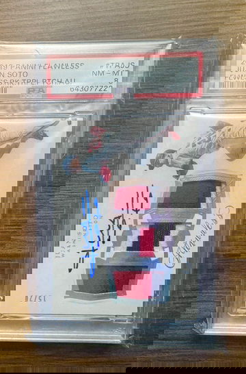 2019 Panini Flawless Juan Soto Rookie Triple Patch Auto /20 PSA 8 #TPAJS