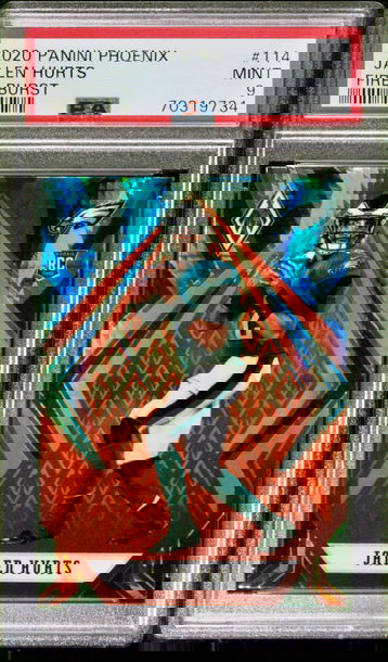 2020 JALEN HURTS Panini Phoenix FIRE BURST Rookie Card RC #114 PSA 9 MINT Eagles