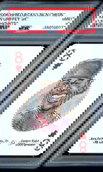 2006 Hero Decks Cincinnati Reds Playing Cards Ken Griffey Jr The Kid 8 of Hearts PSA 9 True Pop 1 HOF