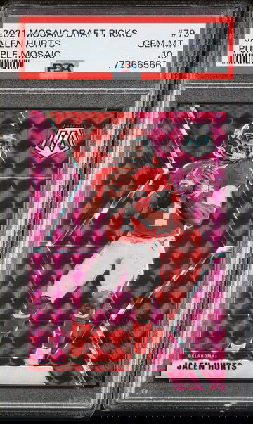 2021 Panini Mosaic Draft Picks Jalen Hurts Purple Prizm 22/49 SP Oklahoma Sooners EAGLES PSA 10 Gem Mint