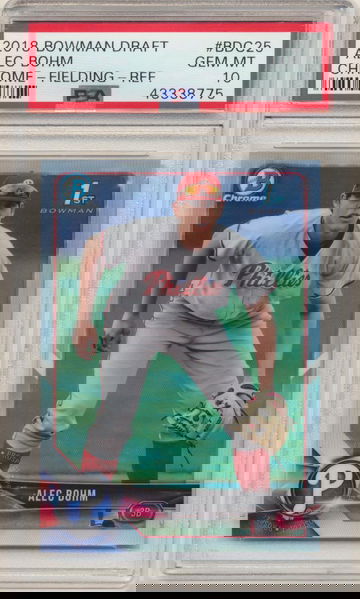 PSA 10 GEM MINT! ALEC BOHM 2018 BOWMAN DRAFT CHROME REFRACTOR ROOKIE CARD #BDC25