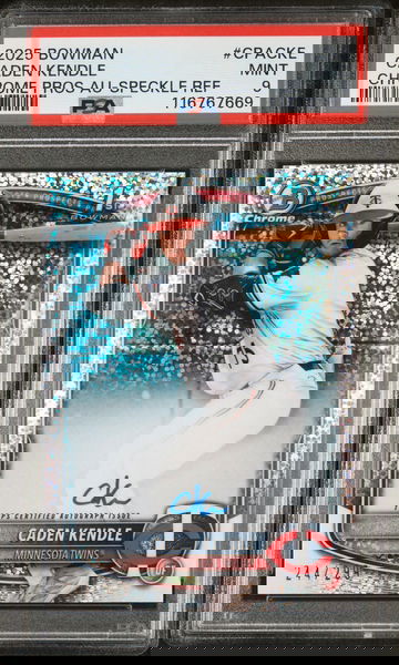 2025 Bowman Chrome Prospect Autograph Speckle Refractor Caden Kendle #CPACKE /299 PSA 9