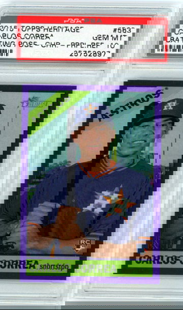 2015 Topps Heritage #563 Carlos Correa Batting Pose Chrome Purple Ref.PSA 10 GEM MINT!