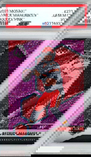 2021 PANINI MOSAIC PATRICK MAHOMES II #221 NO HUDDLE PINK 10 OF 20 PSA 10 GEM MT