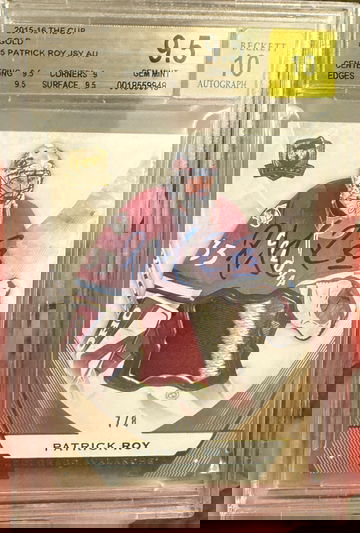 2015 UD The Cup Patrick Roy Gold Patch Auto /8 BGS 9.5 Auto 10