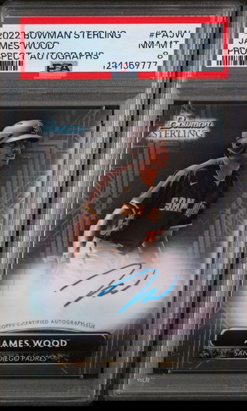 2022 Bowman Sterling Prospect Autographs James Wood #PAJW PSA 8
