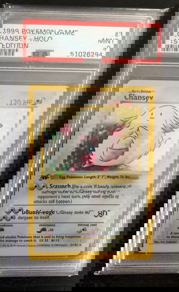 1999 Pokémon Game 1st edition Holo Chansey PSA 9