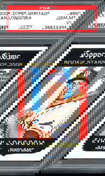 EVAN LONGORIA 2008 TOPPS HERITAGE #650 PSA 10 RC