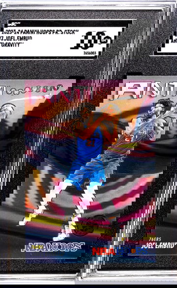 2023-24 Panini Hoops Premium Stock #7 Joel Embiid Anti Gravity SGC 10