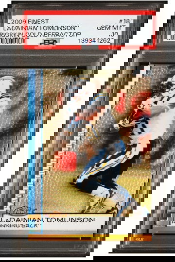 2009 Topps Finest Pigskin Gold Refractor LaDainian Tomlinson #/25 PSA 10