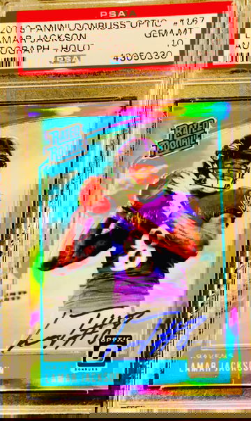 2018 Optic Lamar Jackson Holo Auto RC PSA 10