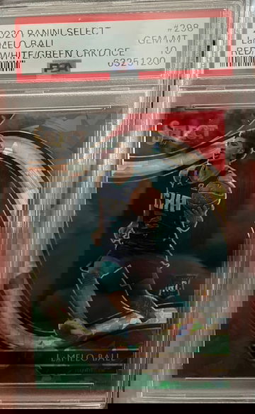 2020 Select LaMelo Ball Red White Green Cracked Ice Rookie PSA 10