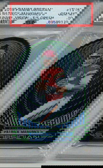 2019 PANINI OBSIDIAN TUNNEL VISION E/E GREEN PATRICK MAHOMES /25 PSA 10