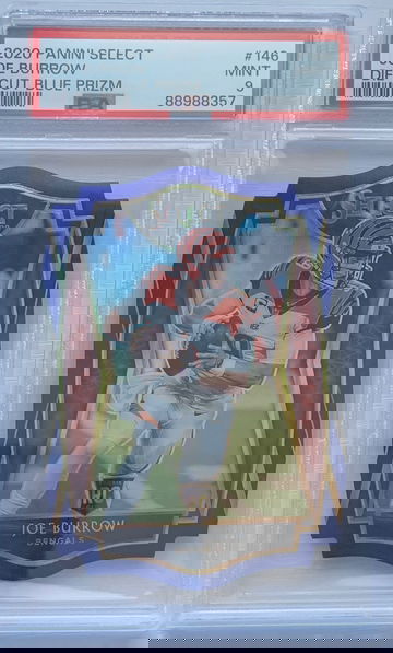 2020 Panini Select Die-Cut Blue Prizm Joe Burrow #146 PSA 9