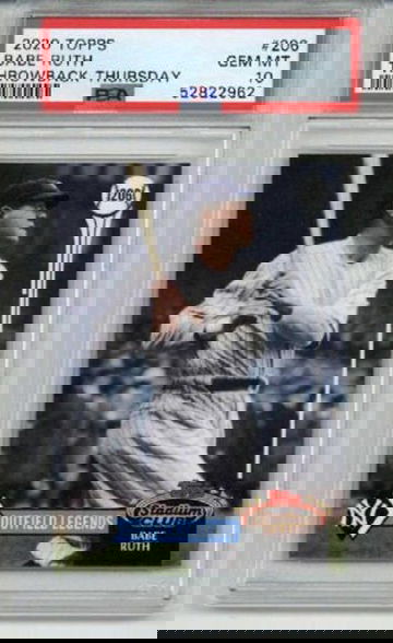 2020 TOPPS THROWBACK THURSDAY #206 BABE RUTH CARD NEW YORK YANKEES PSA 10