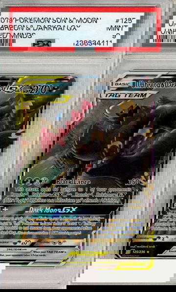 2019 POKEMON SUN MOON UNIFIED MINDS UMBREON DARKRAI GX #125 PSA 9